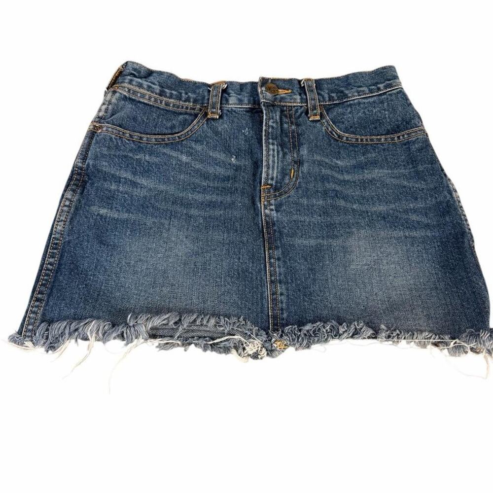 Lee denim mini skirt frayed edges size 8 - Picture 2 of 8